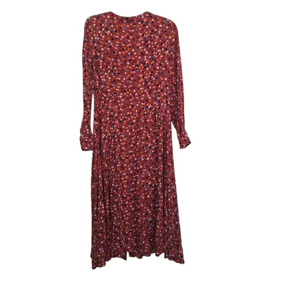 LOFT Size 8 Multicolored Polka Dot Midi Shirt Dress - Picture 2 of 9